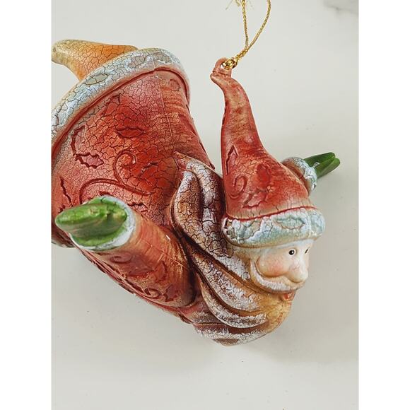 Christmas Tree Ornament Santa Claus Flying Holidays 4 3/4" Xmas Decoration Vtg - Picture 12 of 14